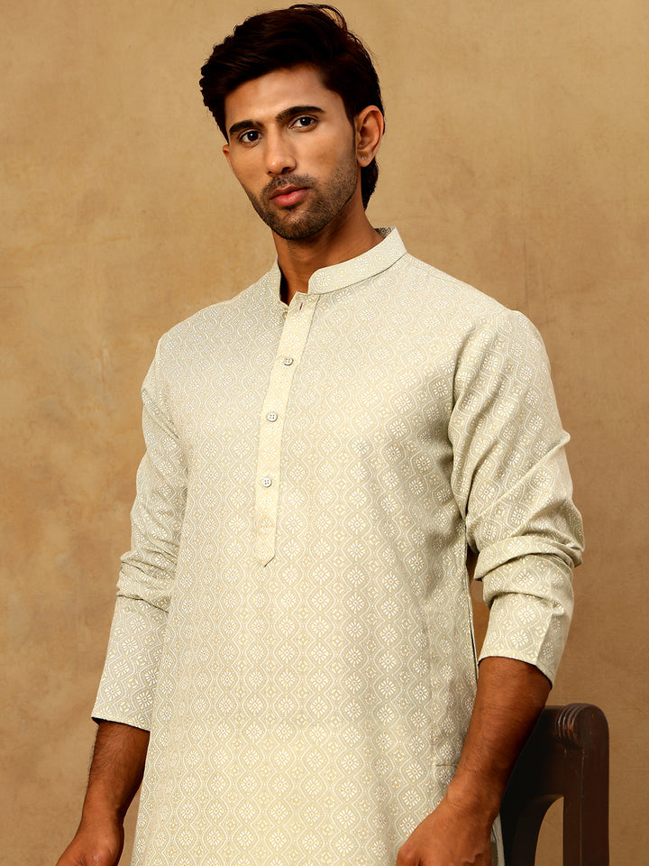 Traditional Printed Kurta Pyjama Set For Men