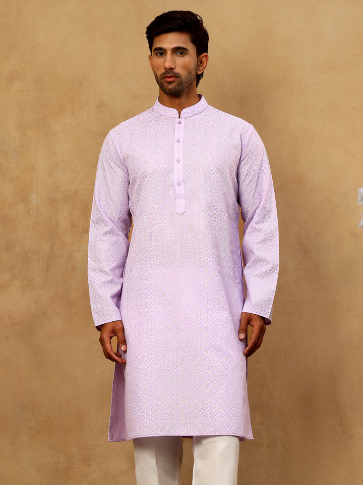 Traditional Printed Kurta Pyjama Set For Men