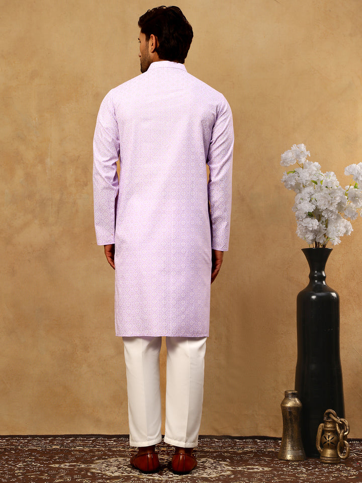 Traditional Printed Kurta Pyjama Set For Men