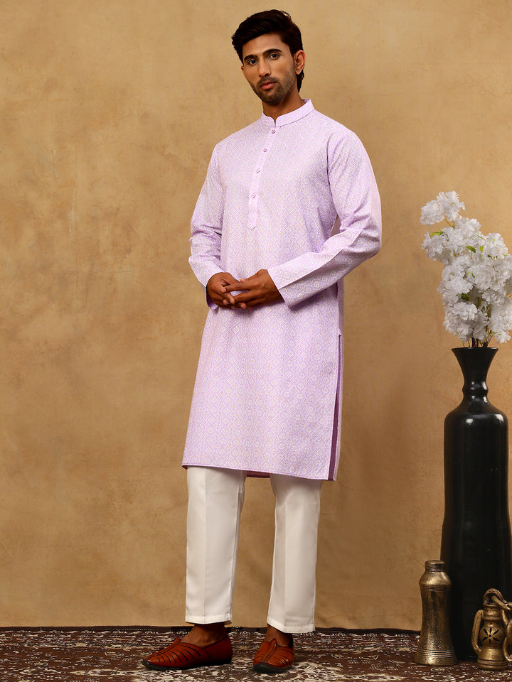 Traditional Printed Kurta Pyjama Set For Men