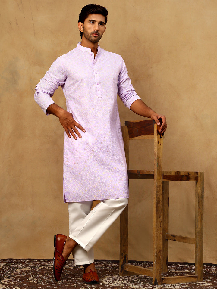 Traditional Printed Kurta Pyjama Set For Men