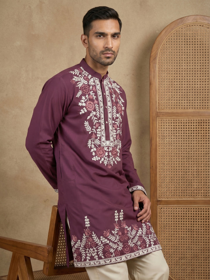 Men Japanese Fabric Embroidered Kurta Set