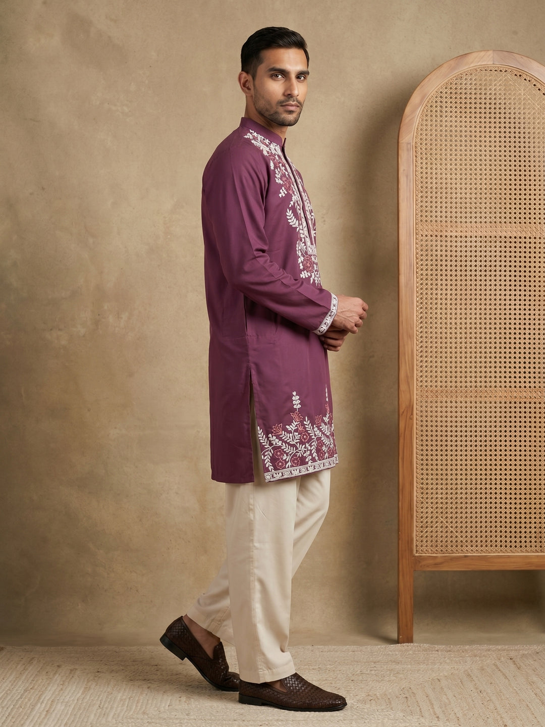 Men Japanese Fabric Embroidered Kurta Set