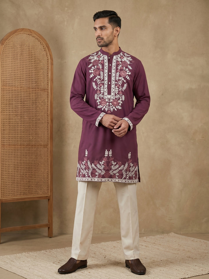 Men Japanese Fabric Embroidered Kurta Set