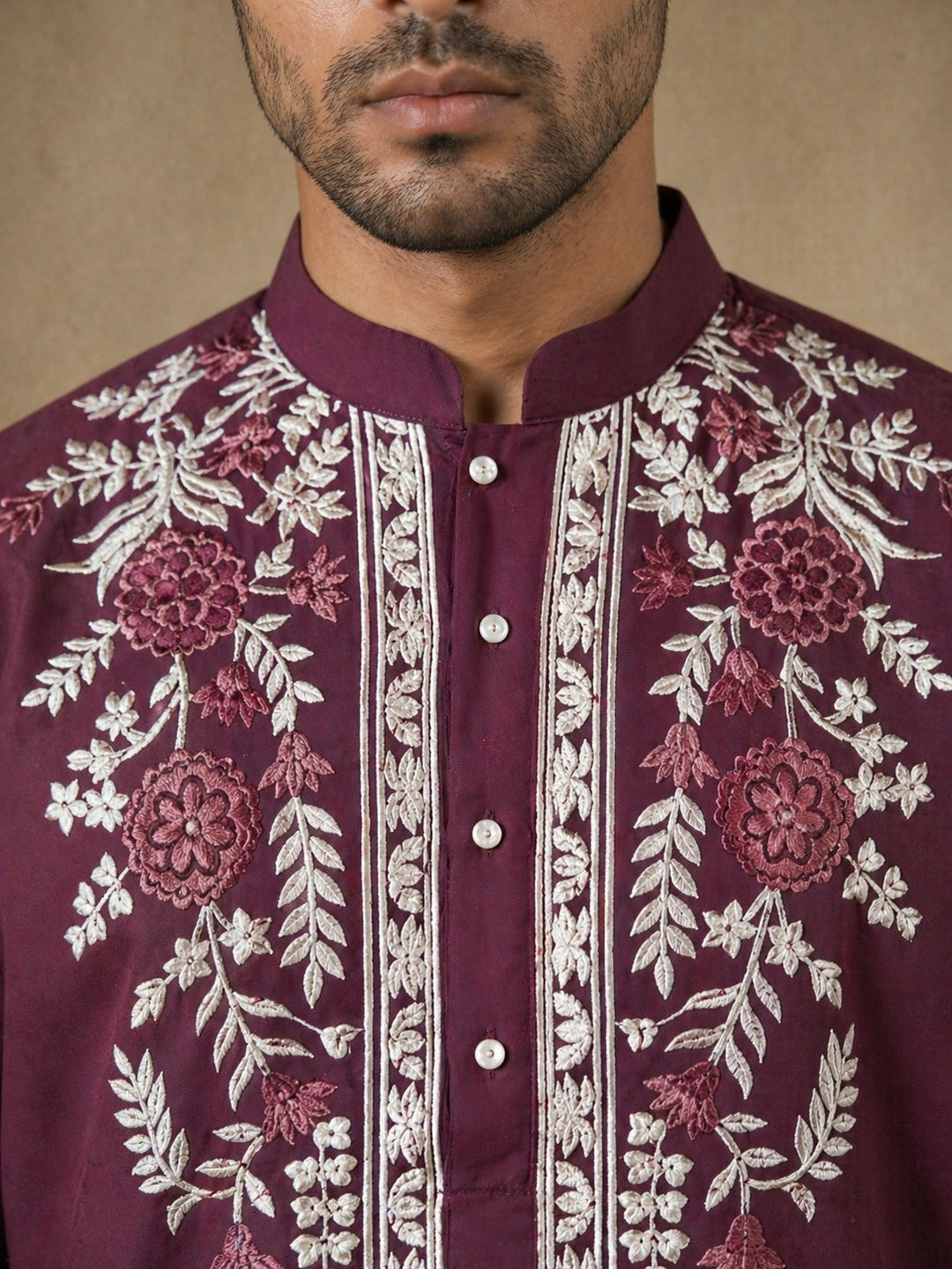 Men Japanese Fabric Embroidered Kurta Set