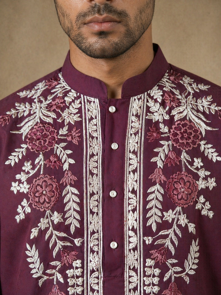Men Japanese Fabric Embroidered Kurta Set