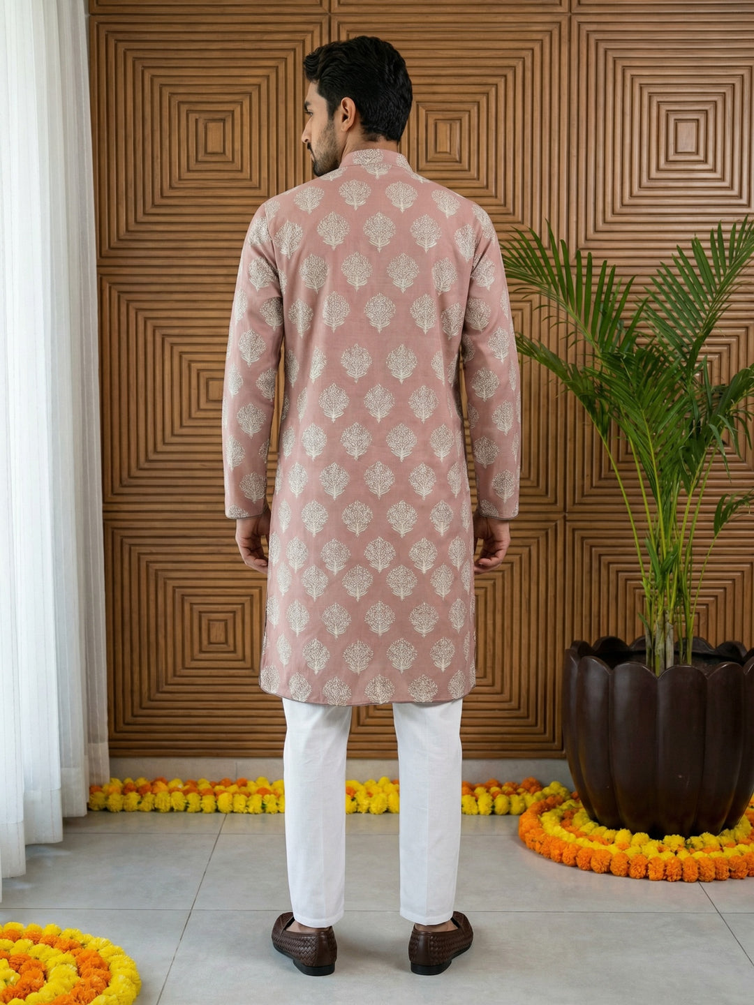 Men’S Cotton Blend Ethnic Printed Kurta Set