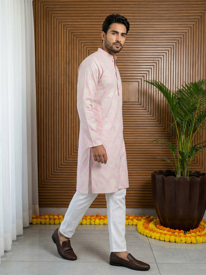Men’S Cotton Blend Ethnic Printed Kurta Set