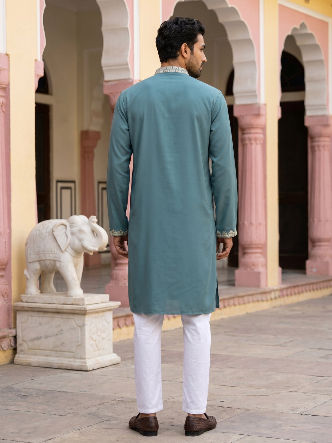 Ethnic Wear Cotton Blend Embroidered Kurta Set