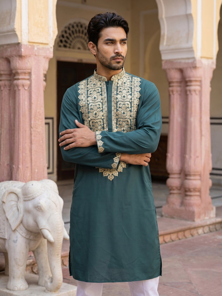 Ethnic Wear Cotton Blend Embroidered Kurta Set