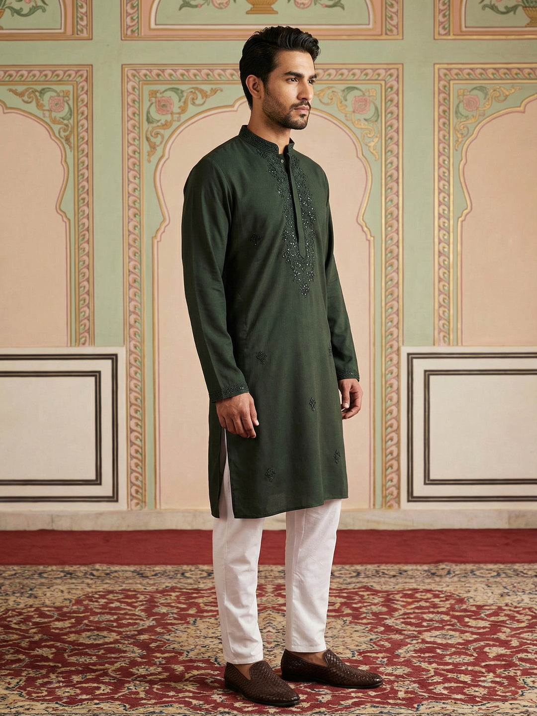 Japanese Embroidered Festive Kurta Set For Men