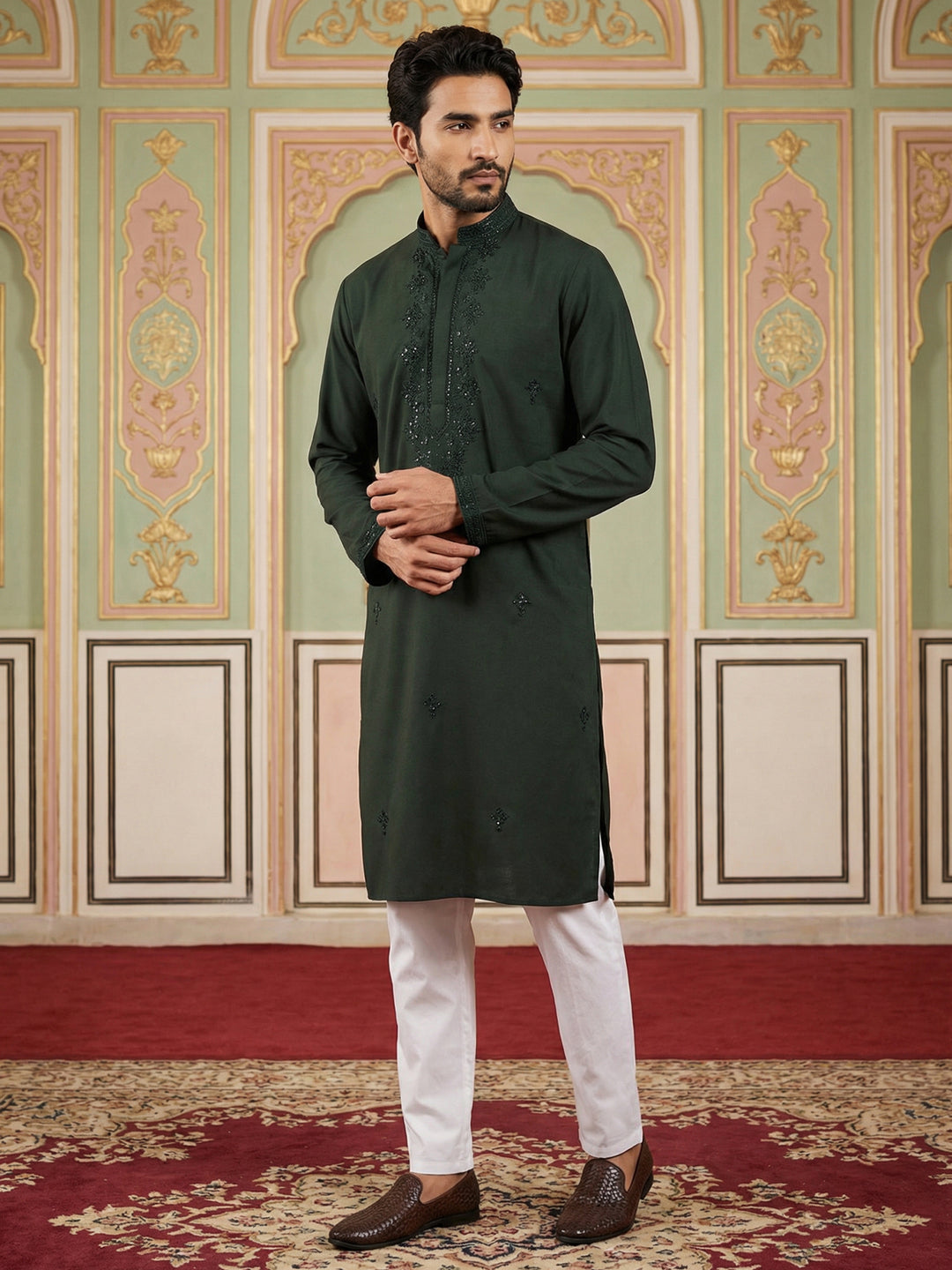 Japanese Embroidered Festive Kurta Set For Men