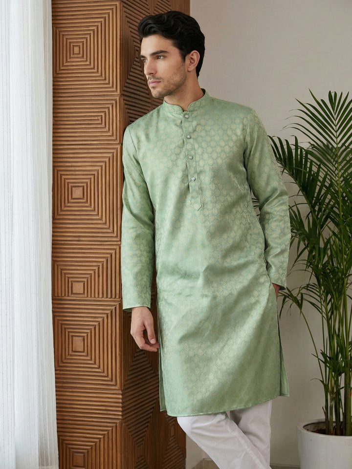 Woven Design Cotton Jacquard Kurta Set