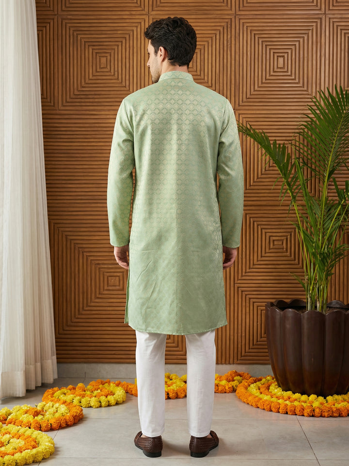 Woven Design Cotton Jacquard Kurta Set