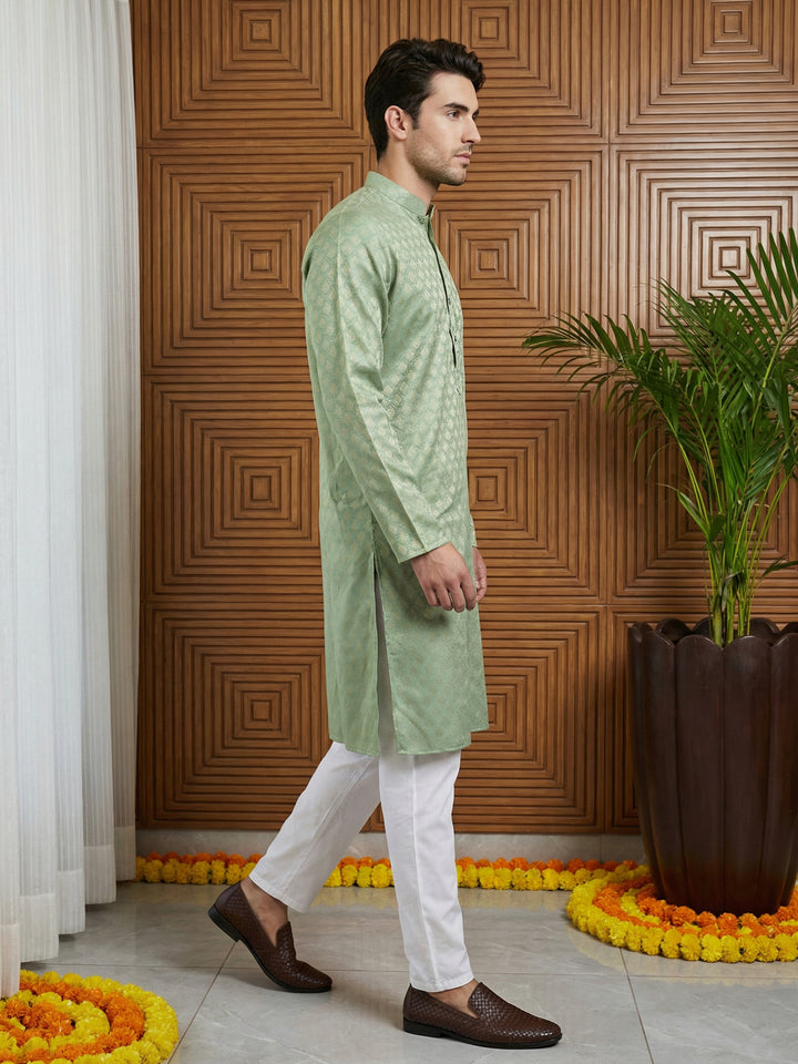 Woven Design Cotton Jacquard Kurta Set