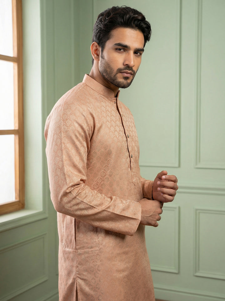 Woven Design Cotton Jacquard Kurta Set