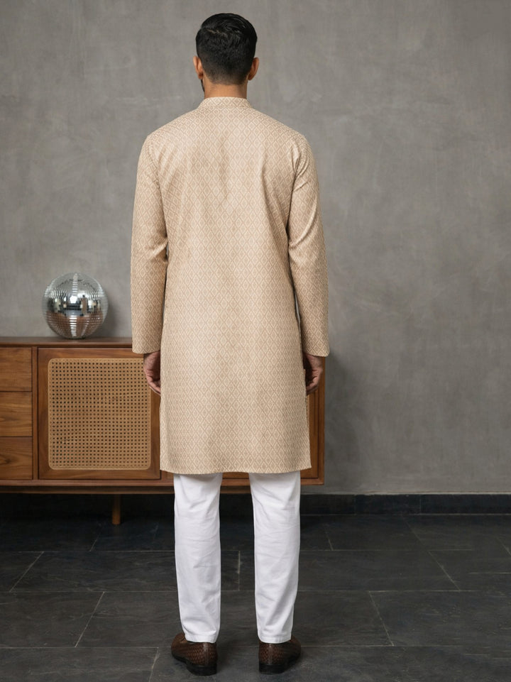 Foil Printed Cotton Blend Kurta Pyjama Set