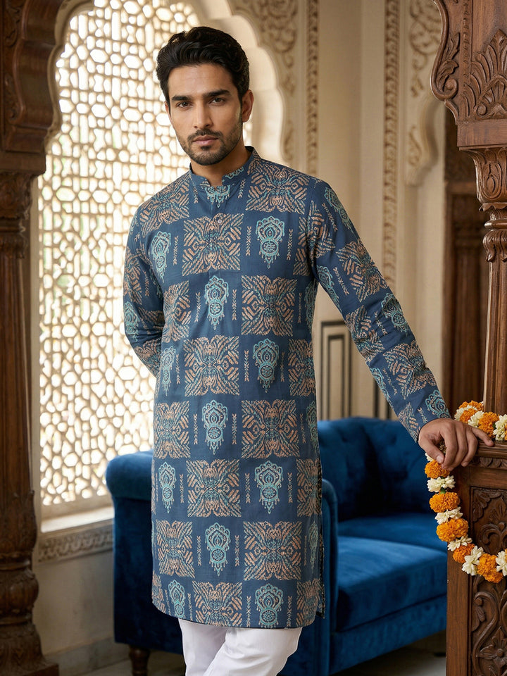 Abstract Floral Printed Kurta Pyjama Set