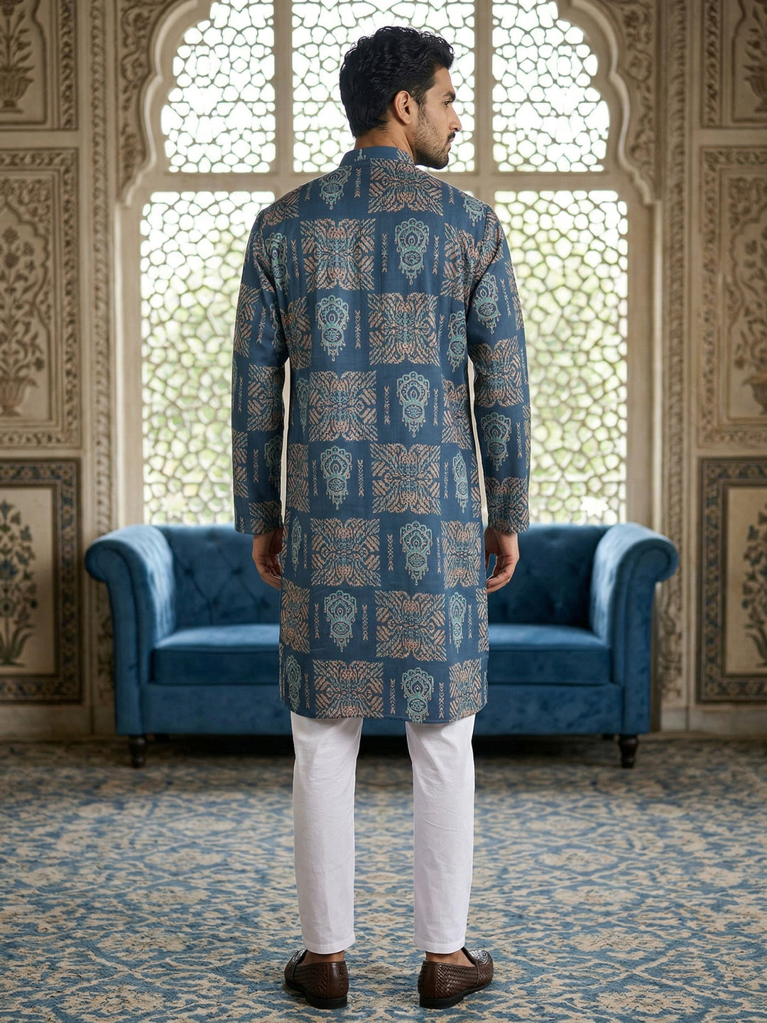 Abstract Floral Printed Kurta Pyjama Set
