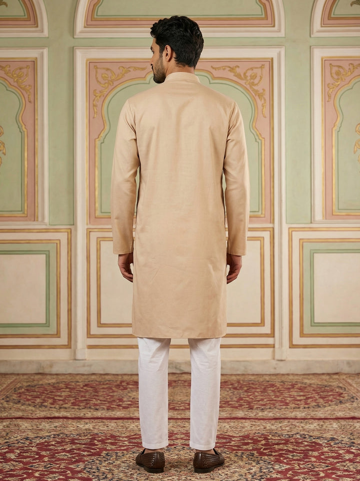 Men Silk Blend Embroidered Kurta Pyjama Set