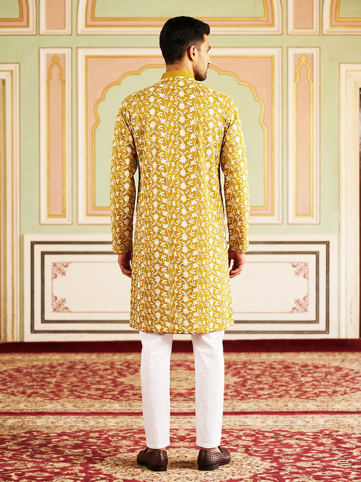 Floral Embroidered Viscose Rayon Kurta Set