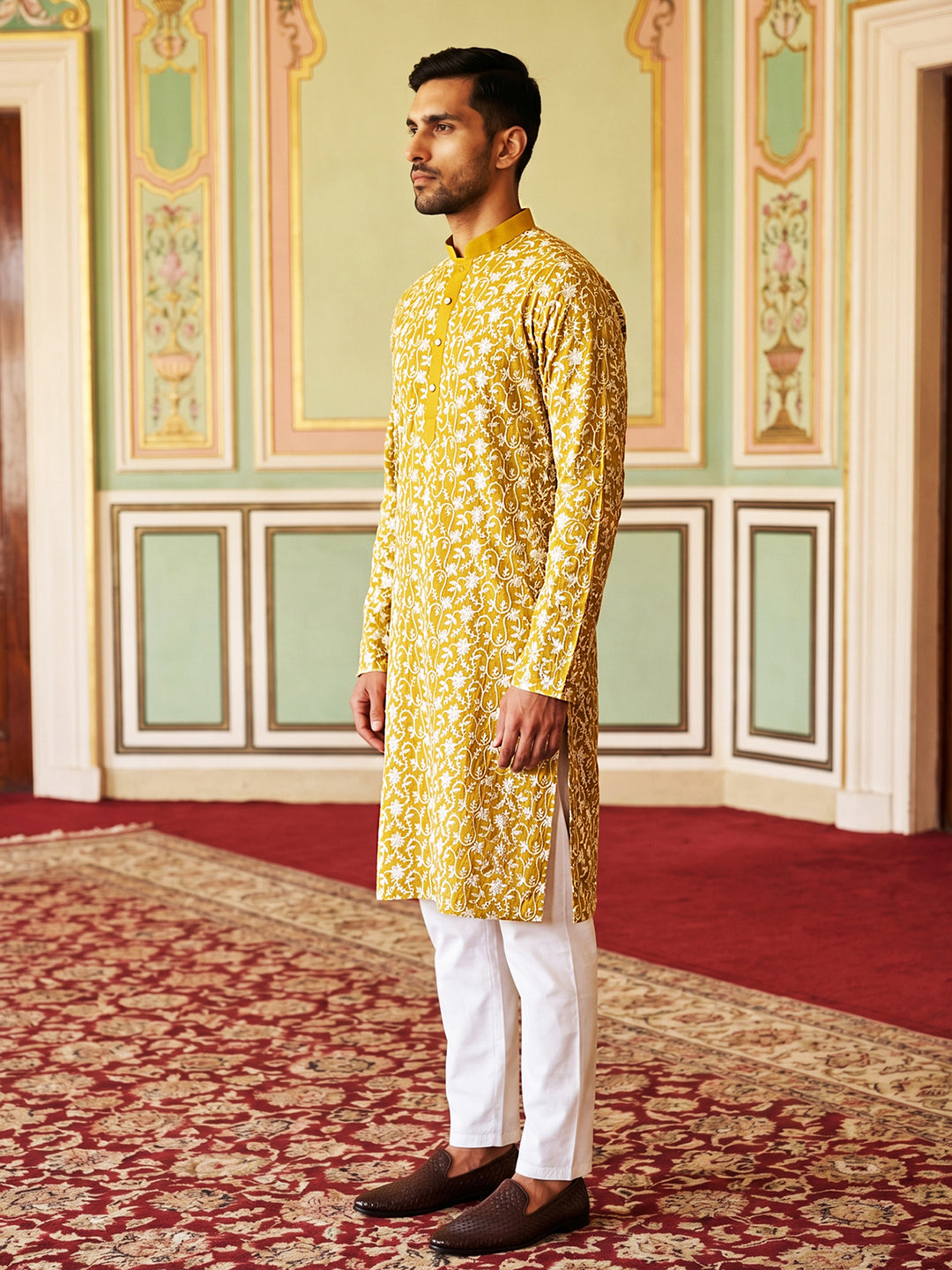 Floral Embroidered Viscose Rayon Kurta Set