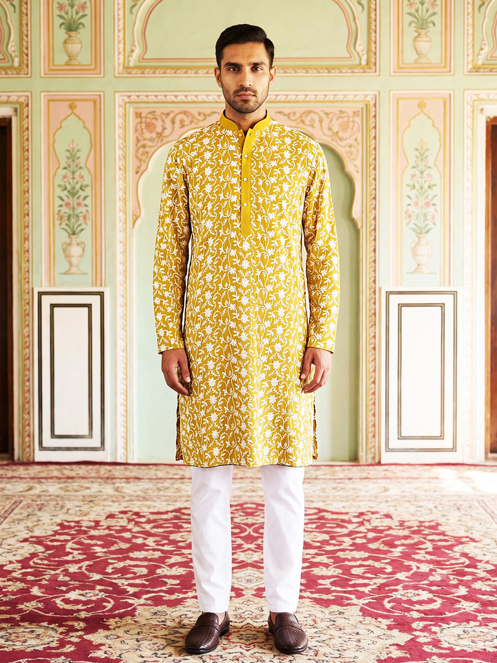 Floral Embroidered Viscose Rayon Kurta Set