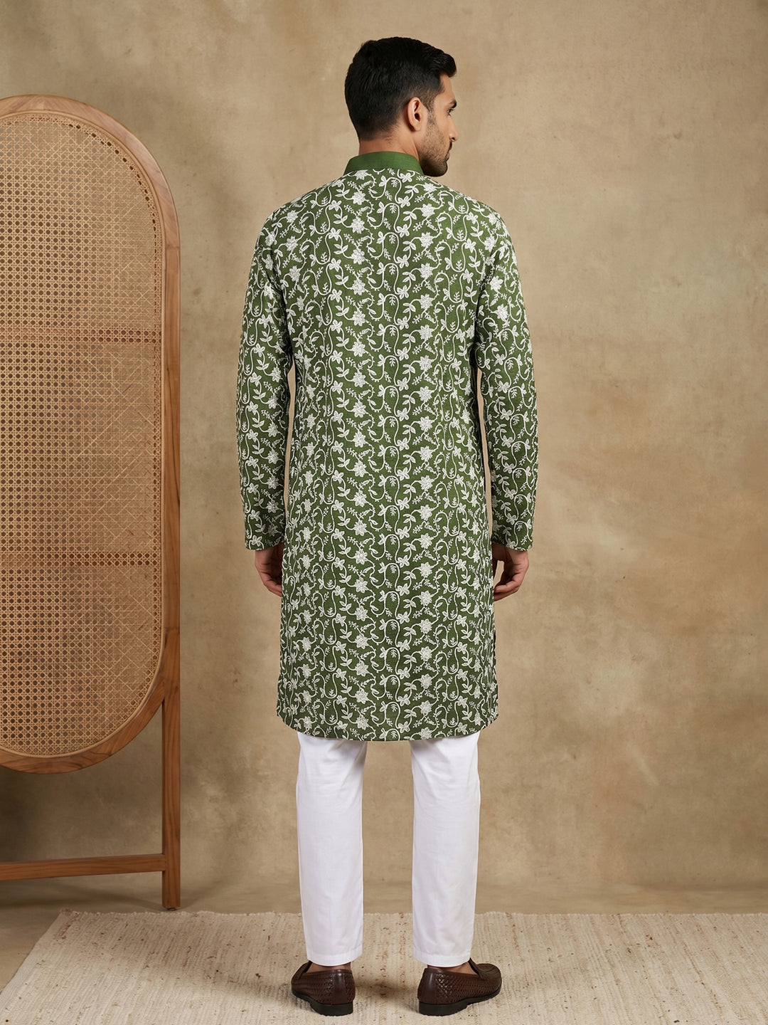Floral Embroidered Viscose Rayon Kurta Set