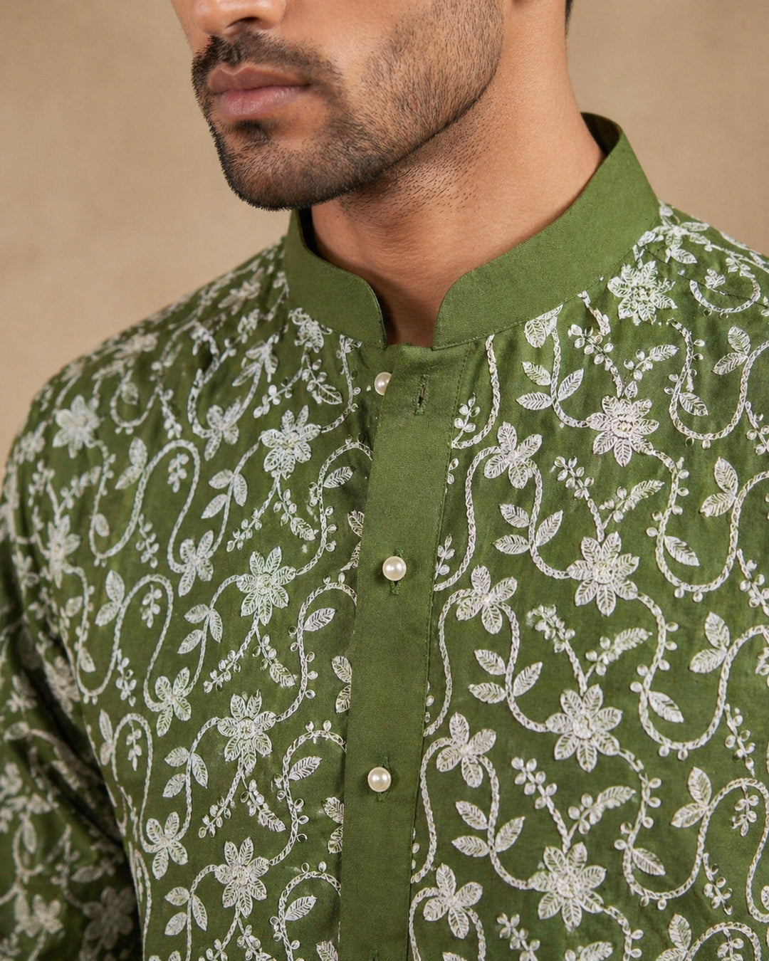 Floral Embroidered Viscose Rayon Kurta Set