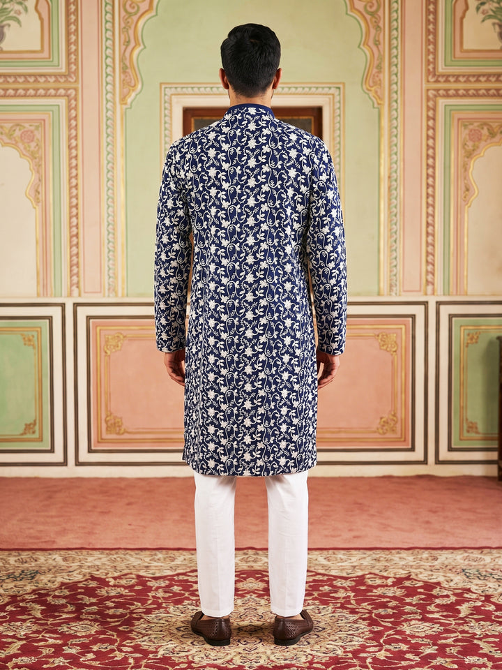 Floral Embroidered Viscose Rayon Kurta Set