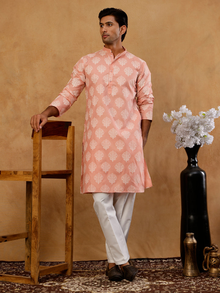 Men’S Cotton Blend Ethnic Printed Kurta Set
