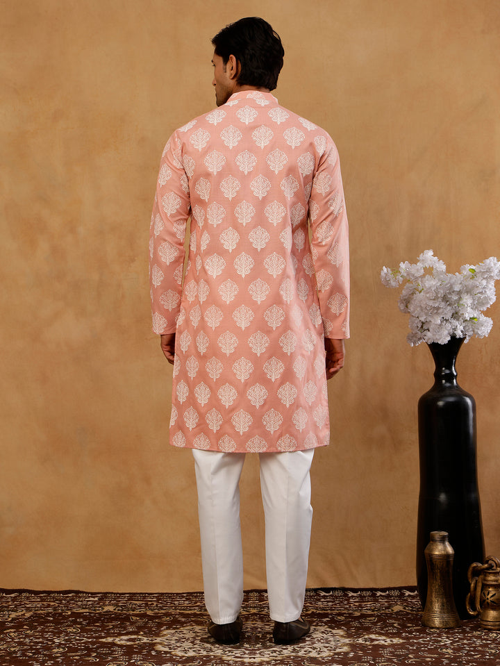 Men’S Cotton Blend Ethnic Printed Kurta Set