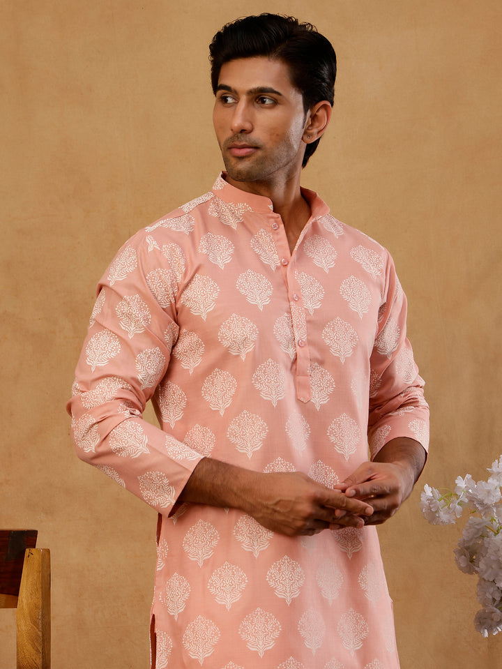 Men’S Cotton Blend Ethnic Printed Kurta Set