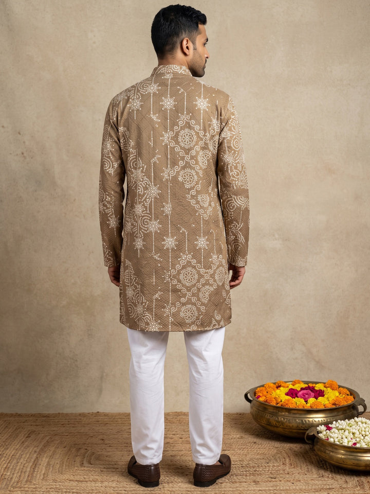 Printed Cotton Blend Kurta With Korean Pants