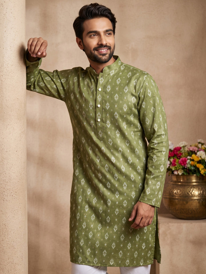 Men’S Foil Print Traditional Kurta Pyjama