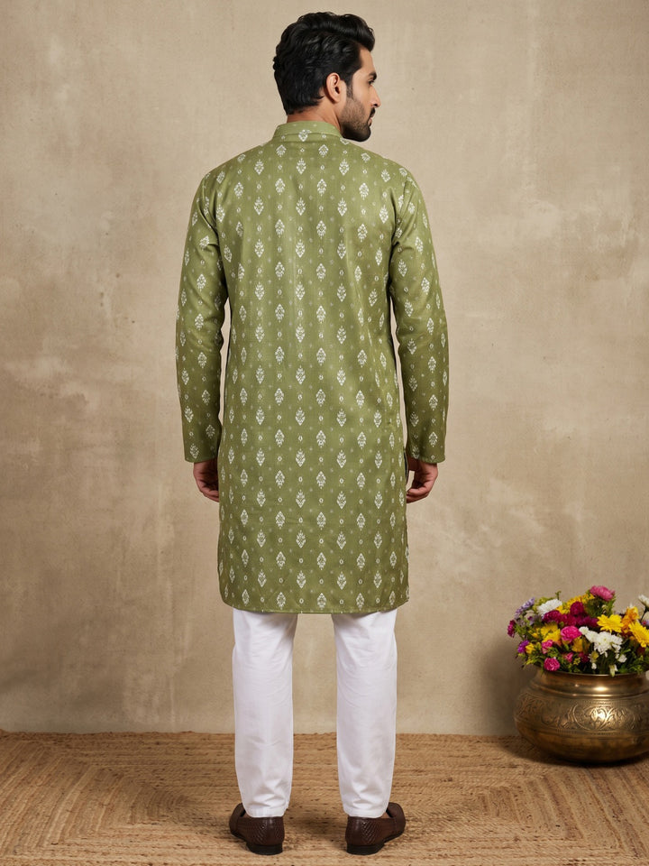 Men’S Foil Print Traditional Kurta Pyjama