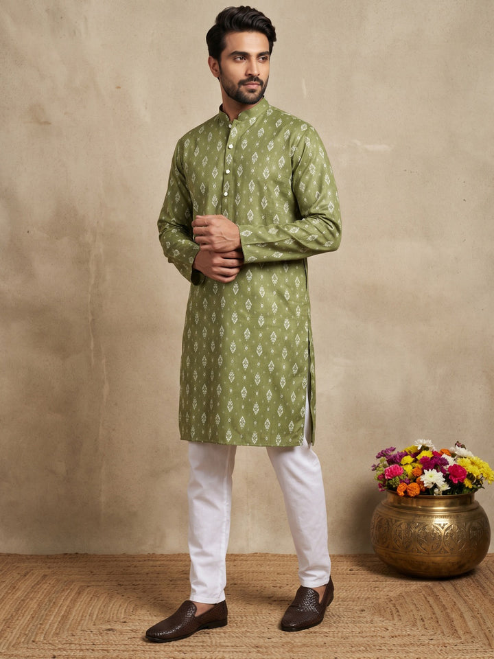 Men’S Foil Print Traditional Kurta Pyjama