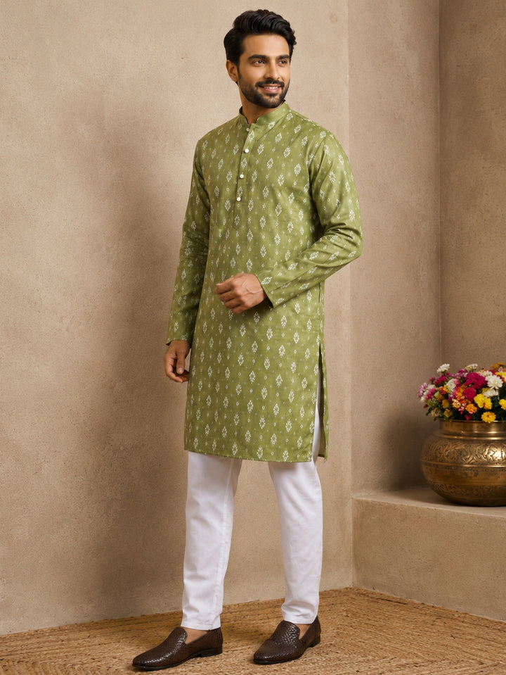 Men’S Foil Print Traditional Kurta Pyjama