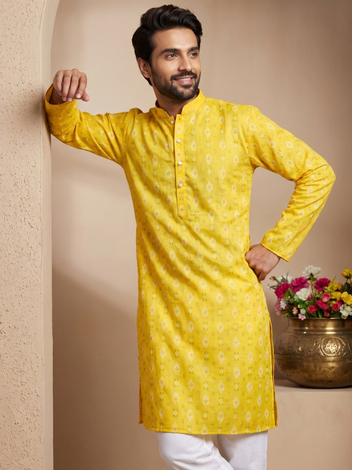 Men’S Foil Print Traditional Kurta Pyjama