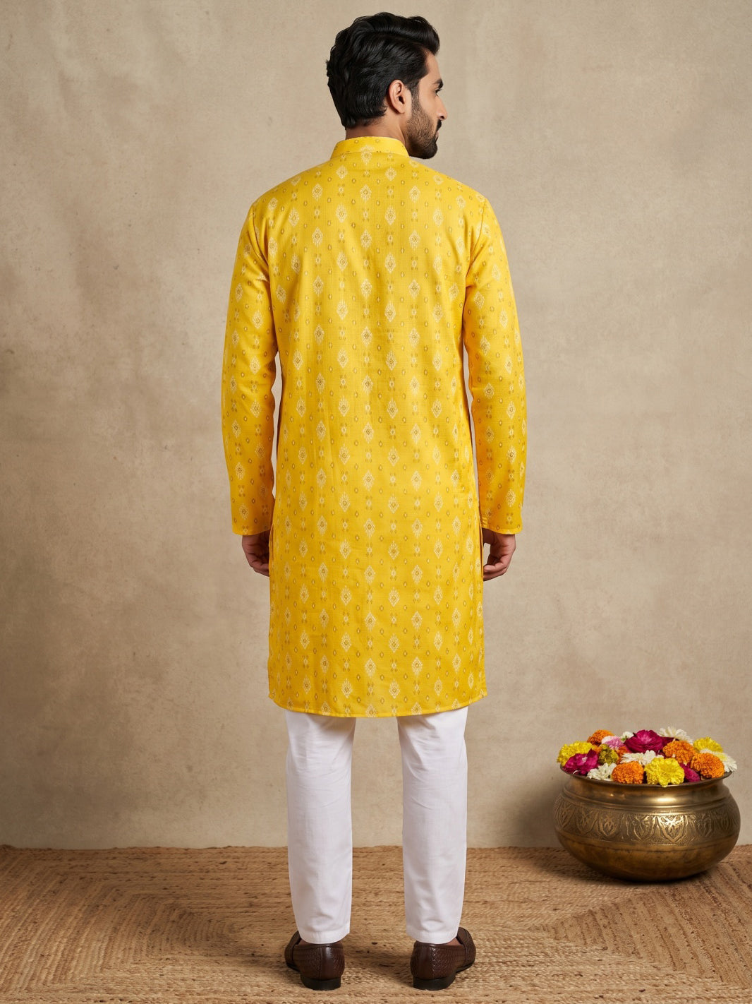 Men’S Foil Print Traditional Kurta Pyjama
