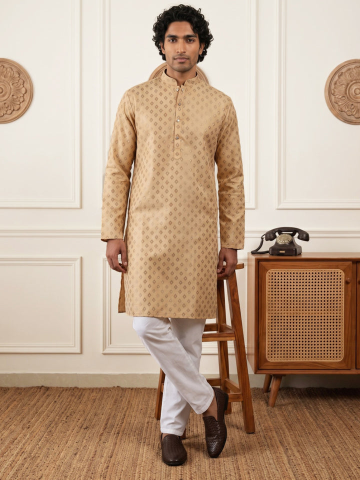 Men’S Foil Print Traditional Kurta Pyjama