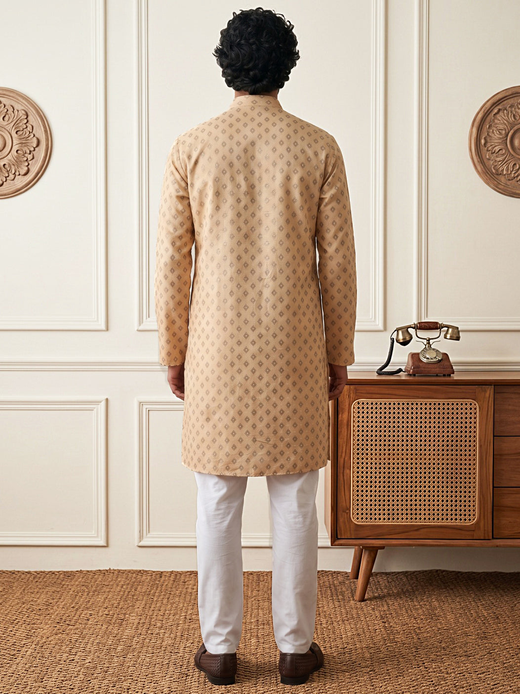 Men’S Foil Print Traditional Kurta Pyjama