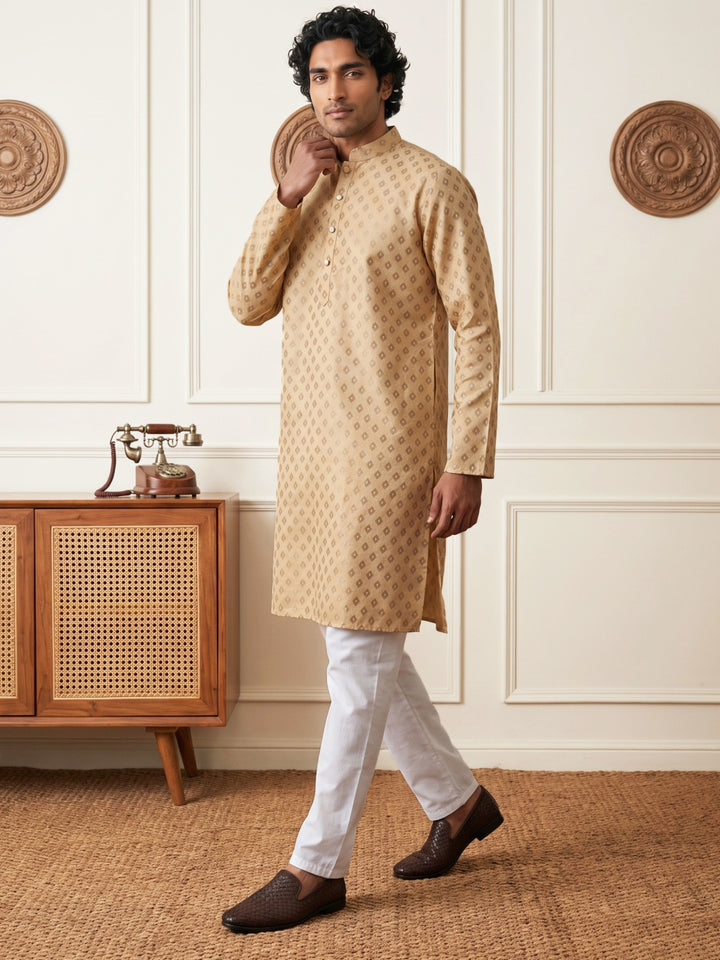 Men’S Foil Print Traditional Kurta Pyjama