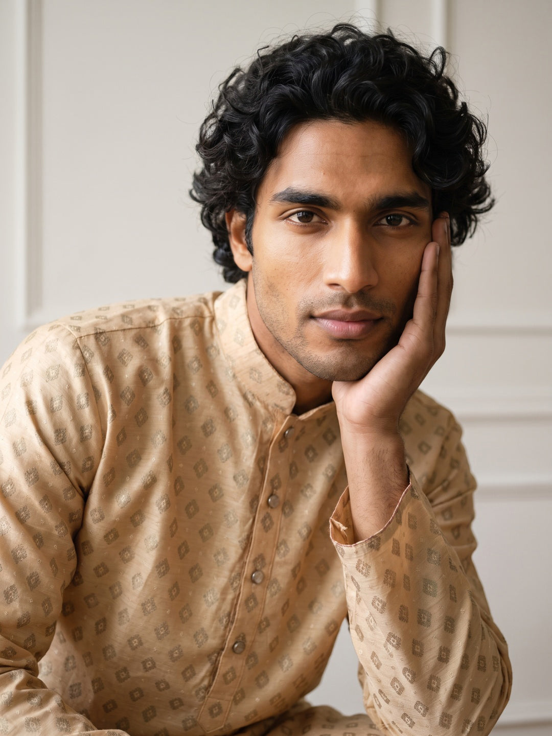 Men’S Foil Print Traditional Kurta Pyjama