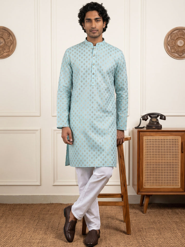 Men’S Foil Print Traditional Kurta Pyjama