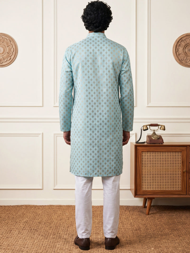 Men’S Foil Print Traditional Kurta Pyjama