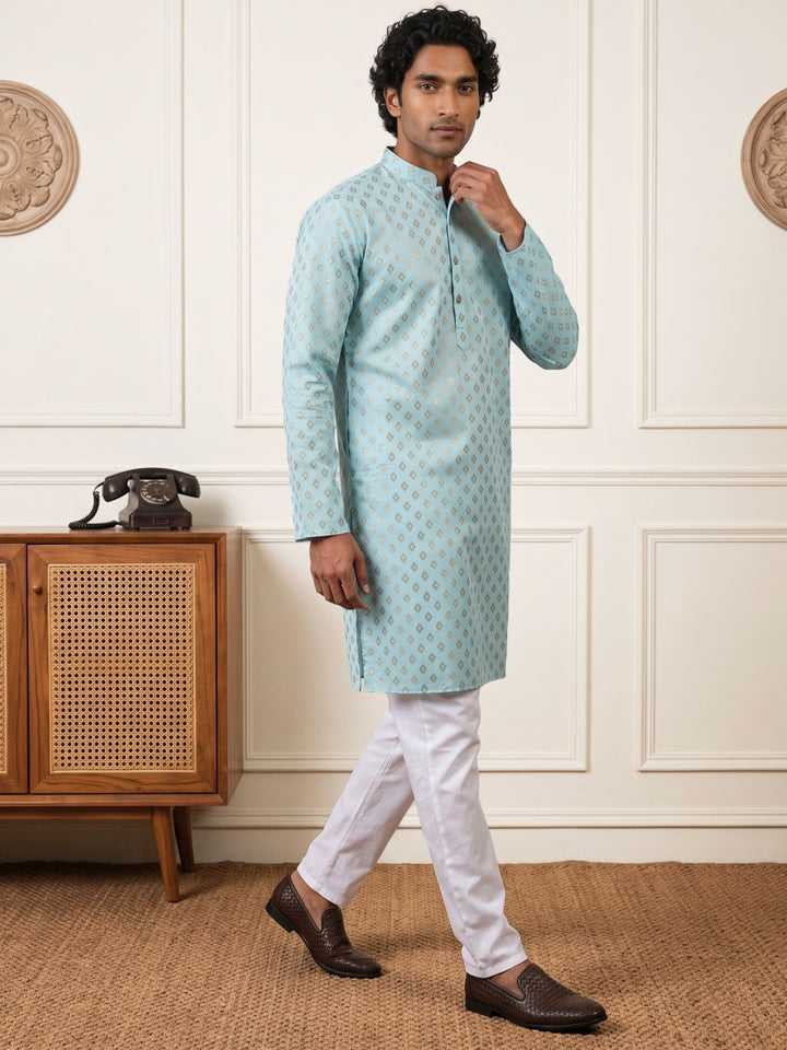 Men’S Foil Print Traditional Kurta Pyjama