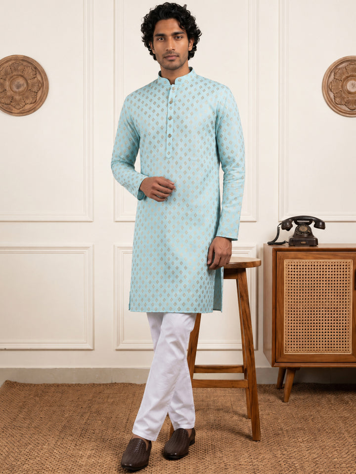Men’S Foil Print Traditional Kurta Pyjama