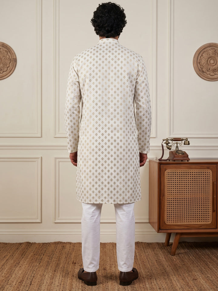 Men’S Foil Print Traditional Kurta Pyjama