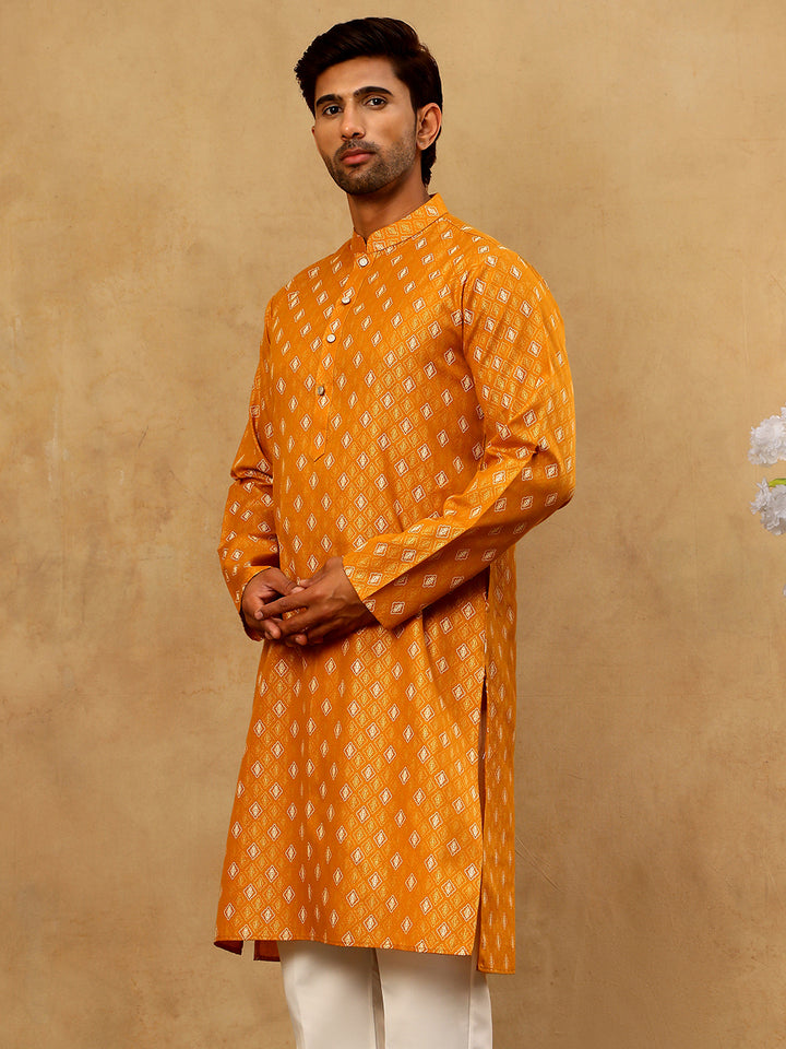 Classic Ethnic Print Cotton Blend Kurta